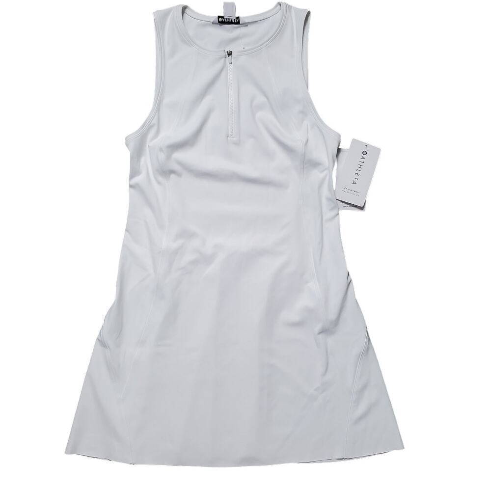 ATHLETA Women Size Medium Ace Tennis Golf White Dress 1/4 Zip Sleeveless NEW - Picture 2 of 14